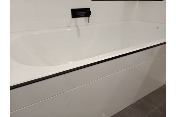 Newly installed freestanding bathtub